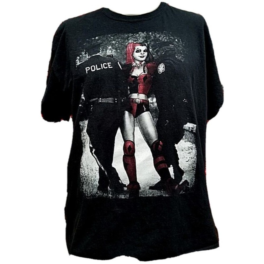 Harley Quinn Dealing With Police T-Shirt Marvel XL Batman CC Comics Black